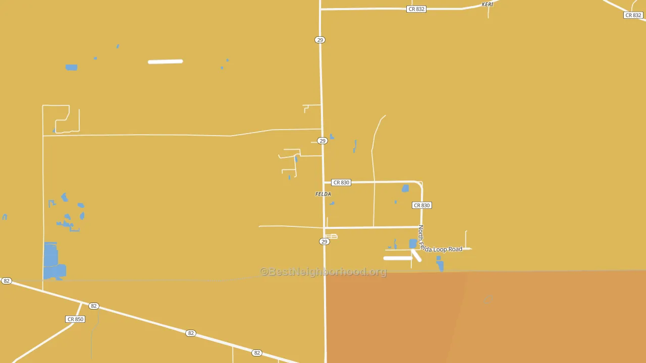 Map of the best neighborhoods in the 33930 area, with better matches in green and worse matches in red