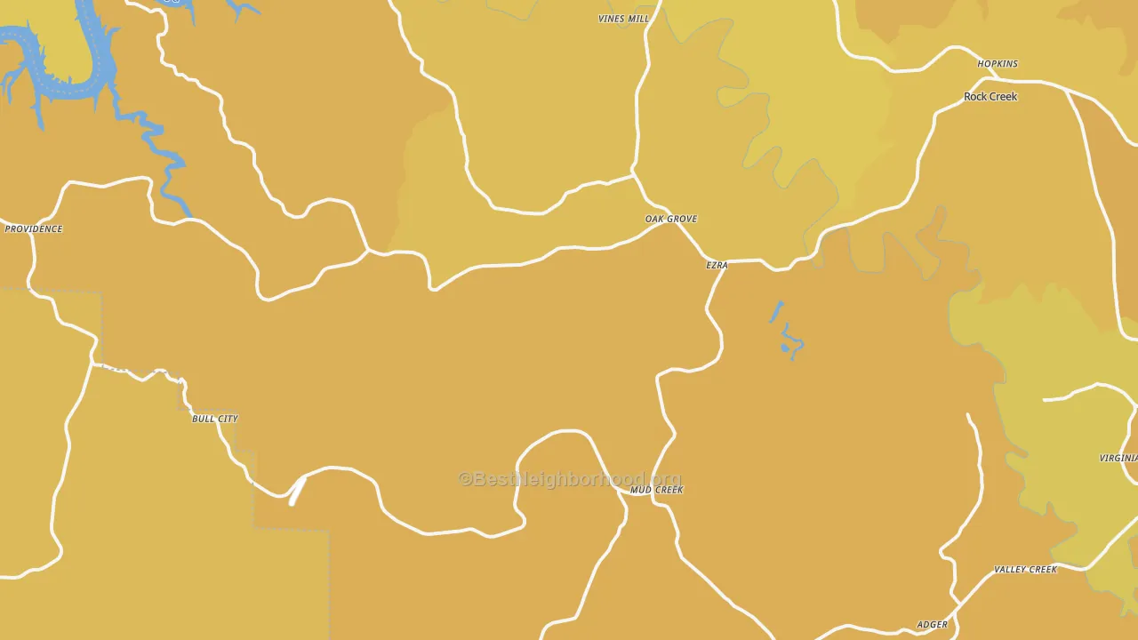 Map of the best neighborhoods in the 35006 area, with better matches in green and worse matches in red