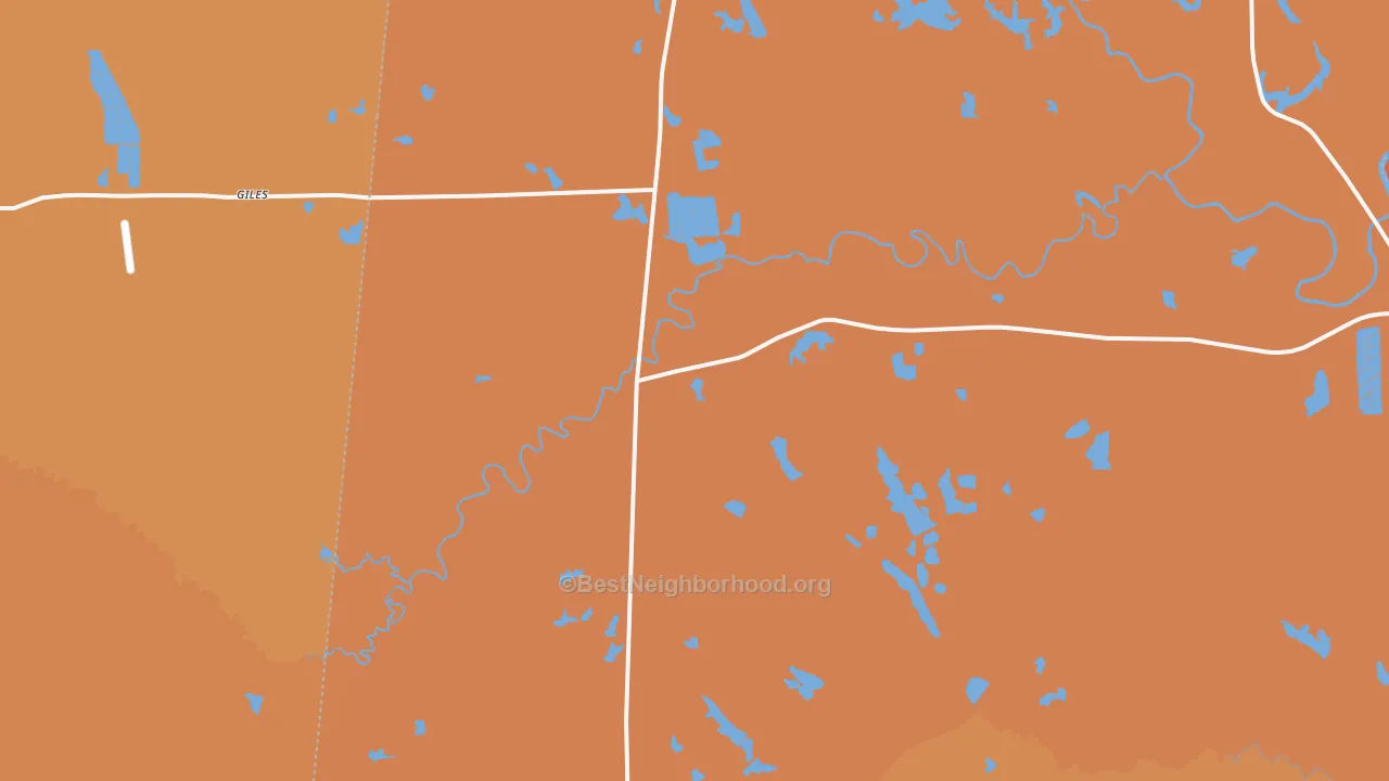 Map of the best neighborhoods in the 35459 area, with better matches in green and worse matches in red