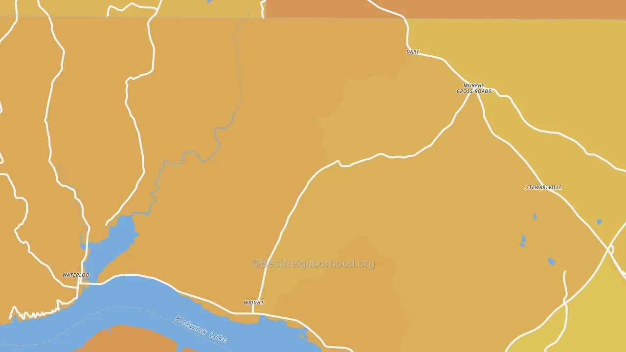 Map of the best neighborhoods in the 35677 area, with better matches in green and worse matches in red