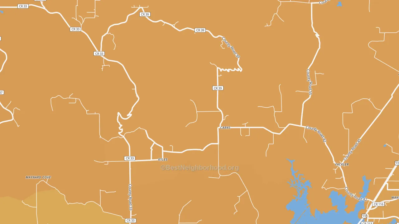 Map of the best neighborhoods in the 35746 area, with better matches in green and worse matches in red