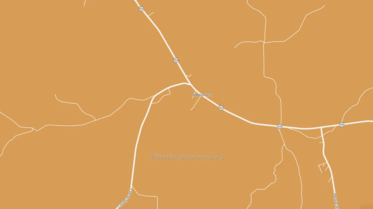 Map of the best neighborhoods in the 36470 area, with better matches in green and worse matches in red