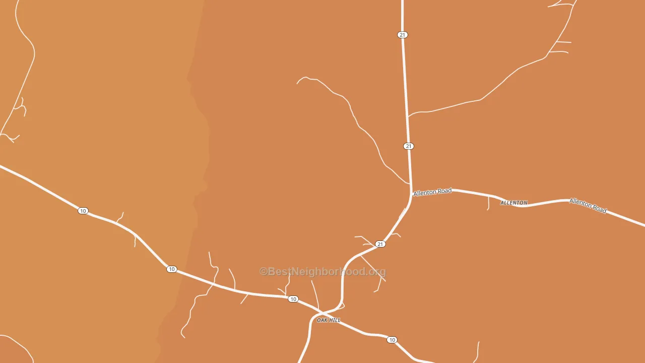 Map of the best neighborhoods in the 36766 area, with better matches in green and worse matches in red