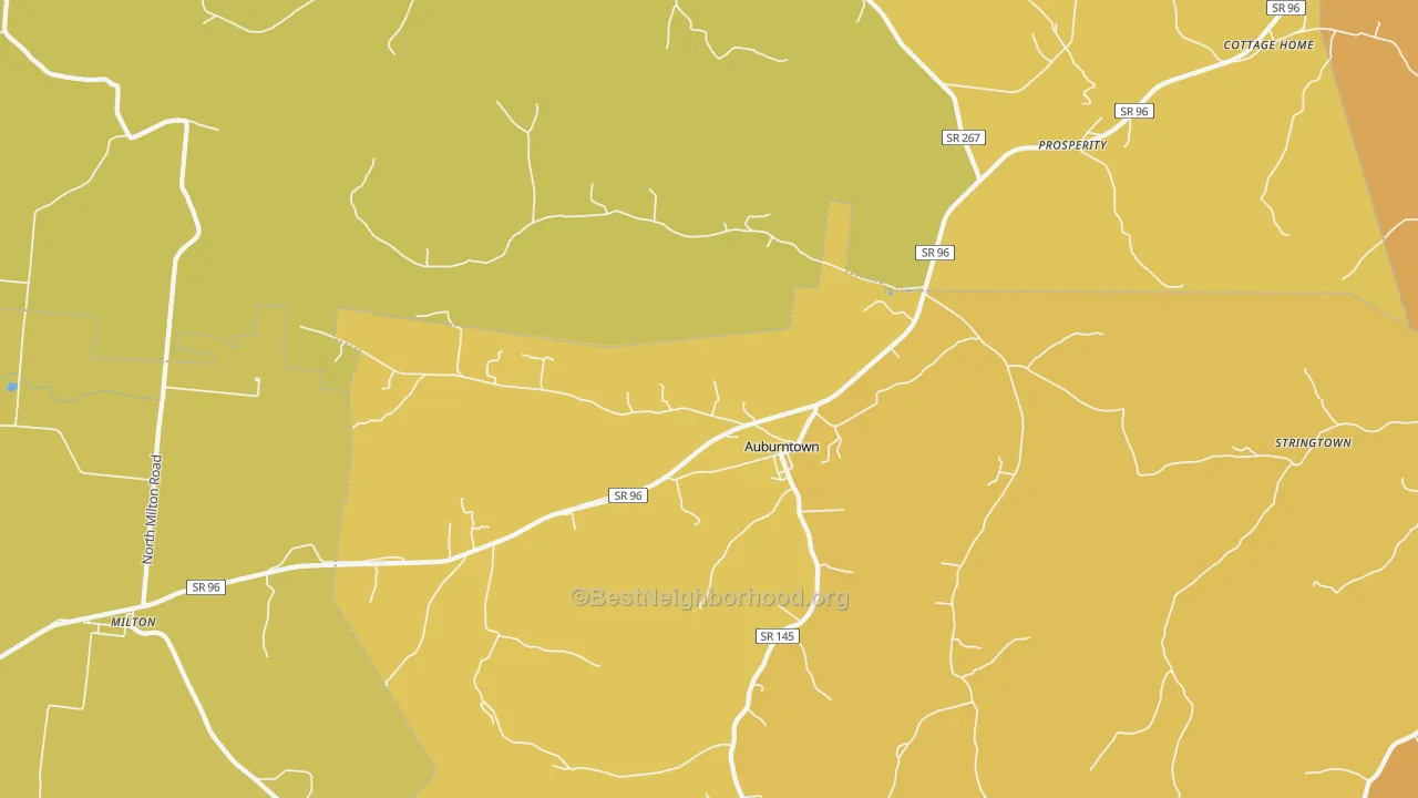 Map of the best neighborhoods in the 37016 area, with better matches in green and worse matches in red