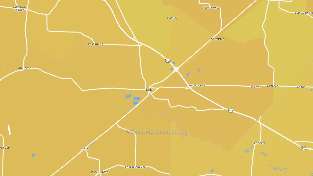 Map of the best neighborhoods in the 38006 area, with better matches in green and worse matches in red