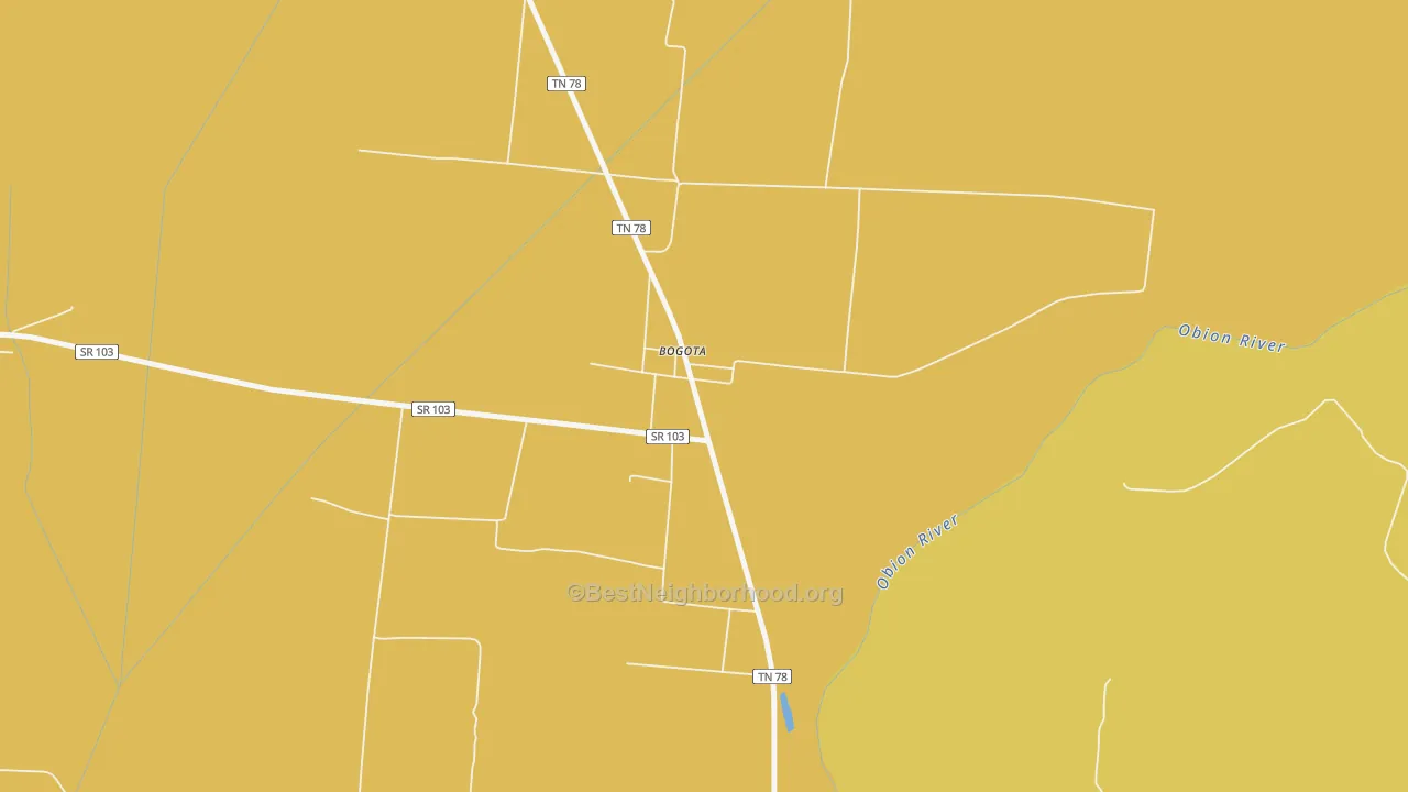 Map of the best neighborhoods in the 38007 area, with better matches in green and worse matches in red