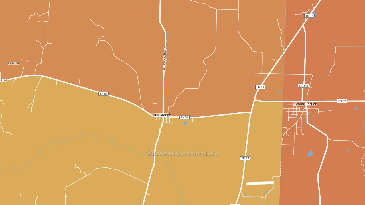Map of the best neighborhoods in the 38046 area, with better matches in green and worse matches in red