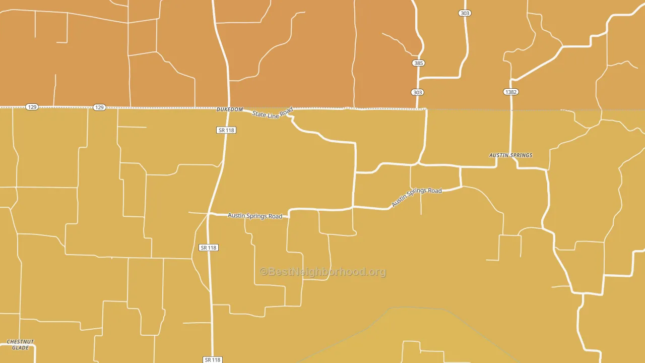 Map of the best neighborhoods in the 38226 area, with better matches in green and worse matches in red