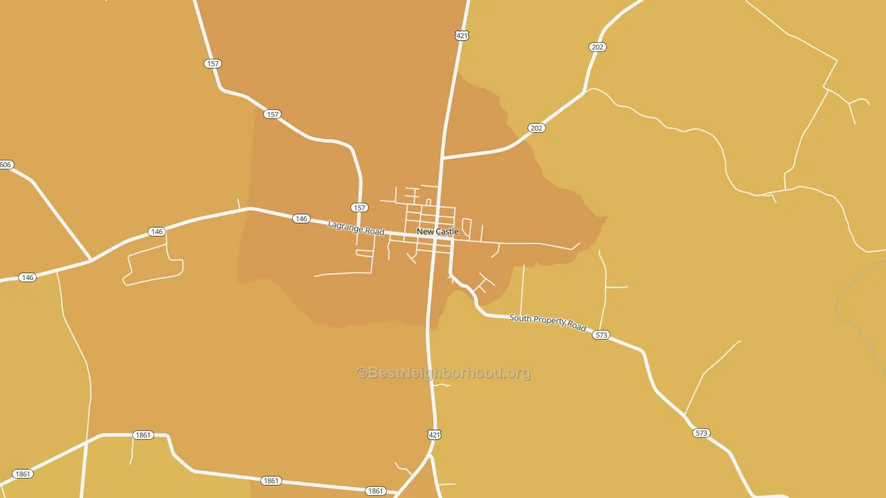 Map of the best neighborhoods in the 40058 area, with better matches in green and worse matches in red