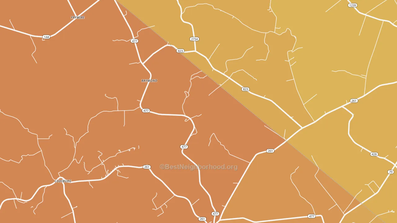 Map of the best neighborhoods in the 40176 area, with better matches in green and worse matches in red