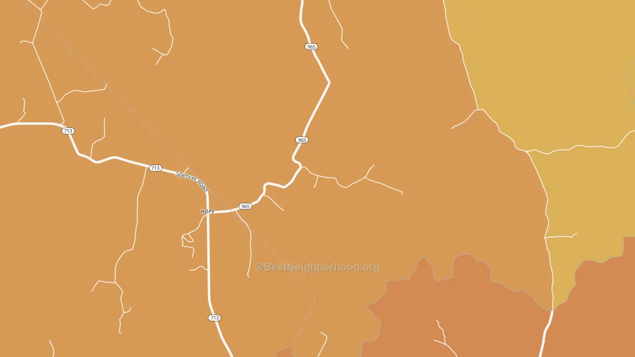 Map of the best neighborhoods in the 40334 area, with better matches in green and worse matches in red