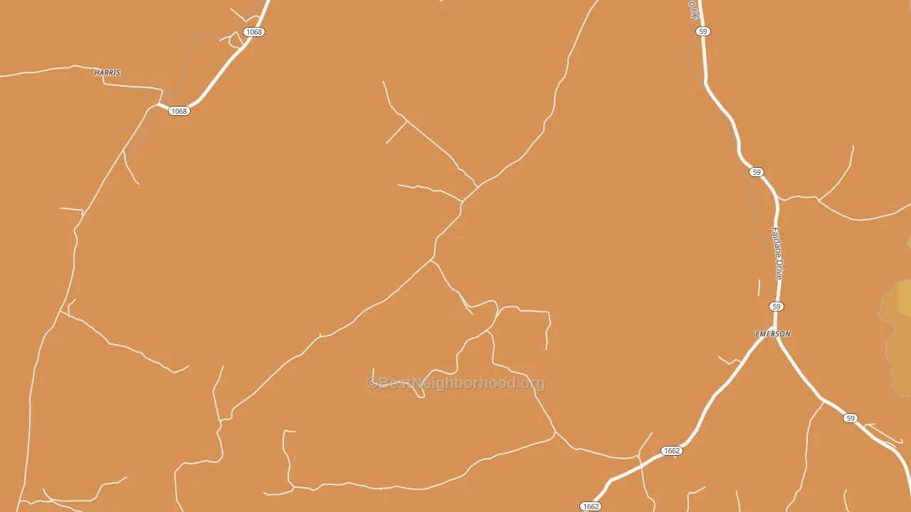 Map of the best neighborhoods in the 41135 area, with better matches in green and worse matches in red