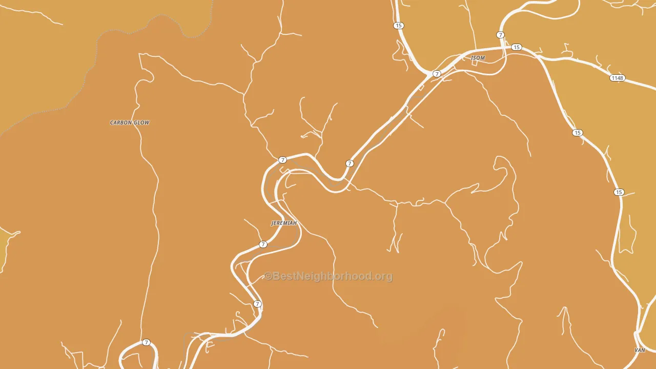 Map of the best neighborhoods in the 41826 area, with better matches in green and worse matches in red