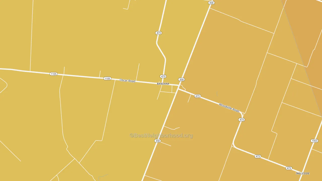 Map of the best neighborhoods in the 42022 area, with better matches in green and worse matches in red