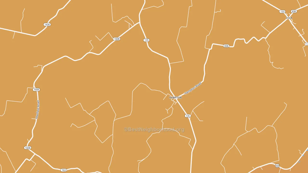 Map of the best neighborhoods in the 42047 area, with better matches in green and worse matches in red