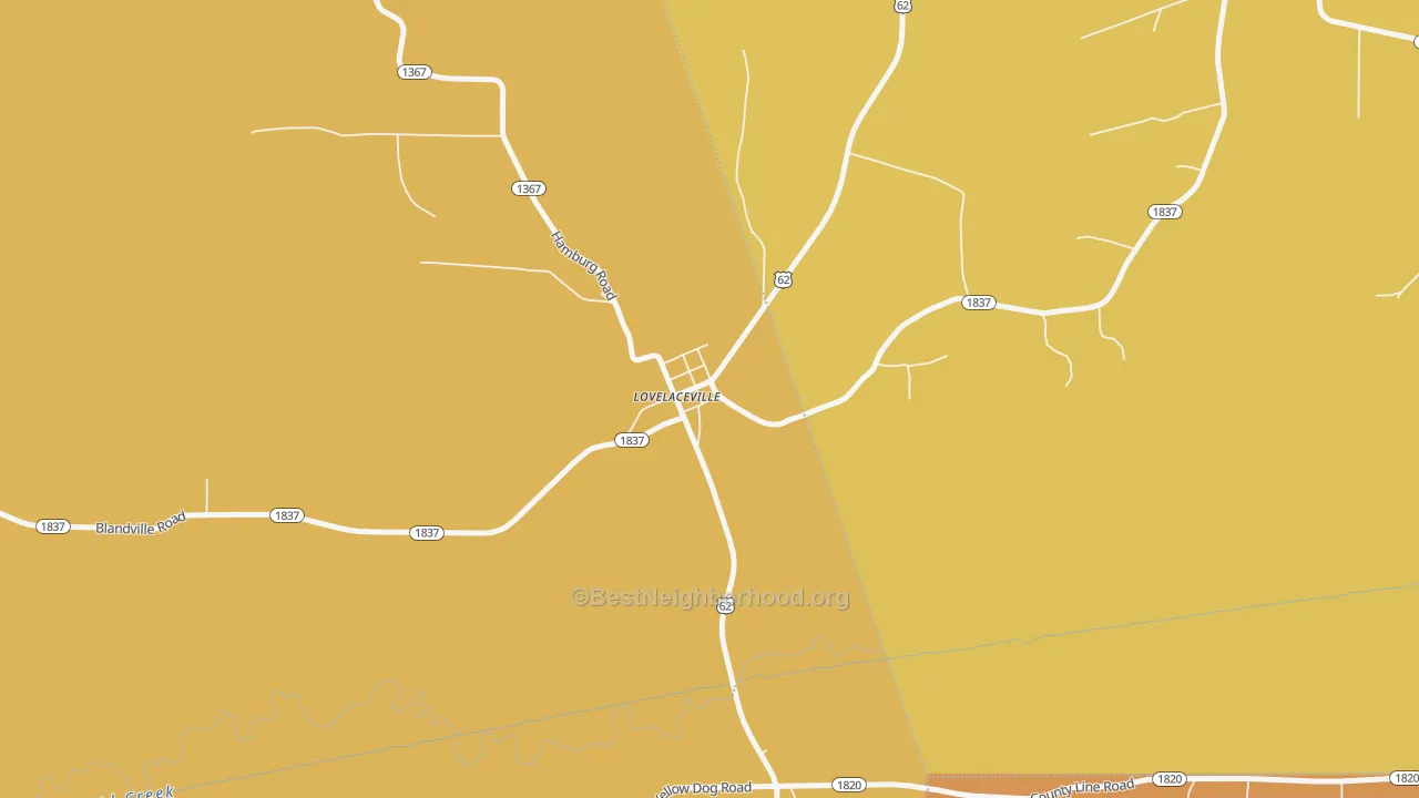 Map of the best neighborhoods in the 42060 area, with better matches in green and worse matches in red