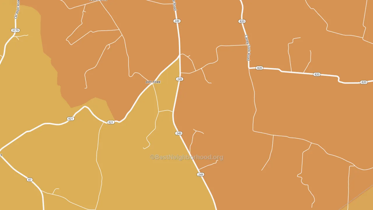 Map of the best neighborhoods in the 42131 area, with better matches in green and worse matches in red