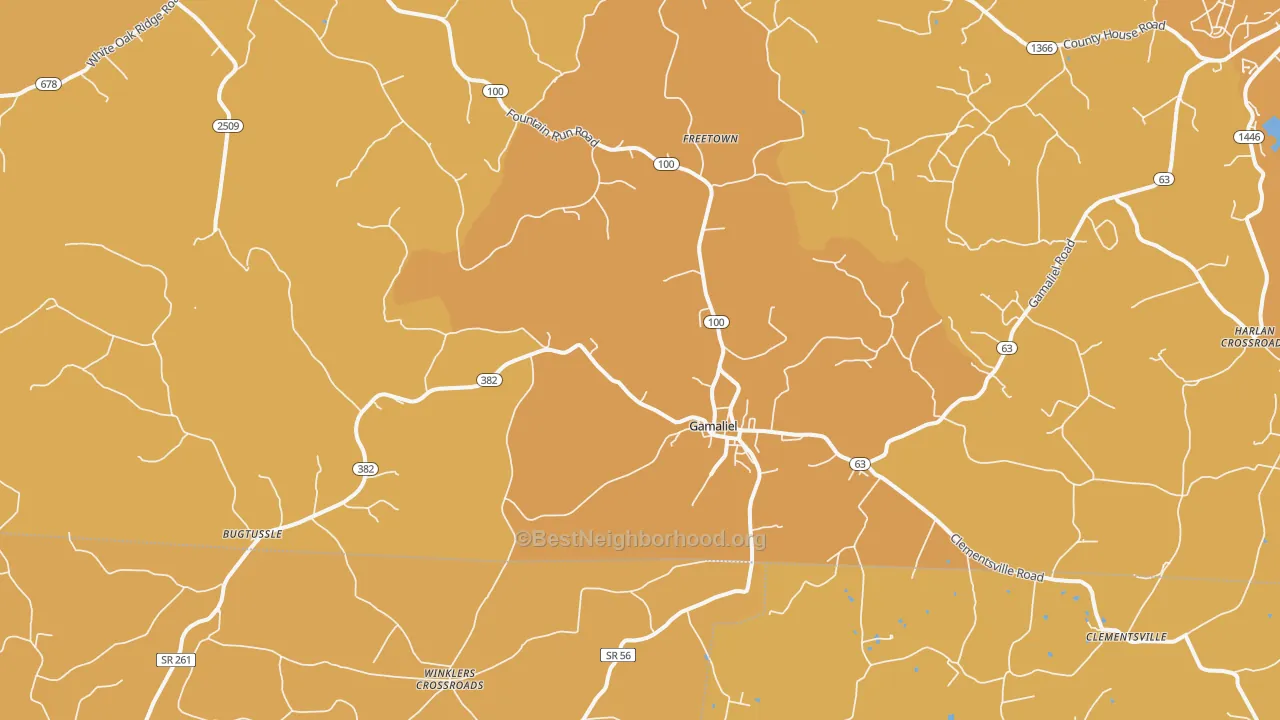 Map of the best neighborhoods in the 42140 area, with better matches in green and worse matches in red