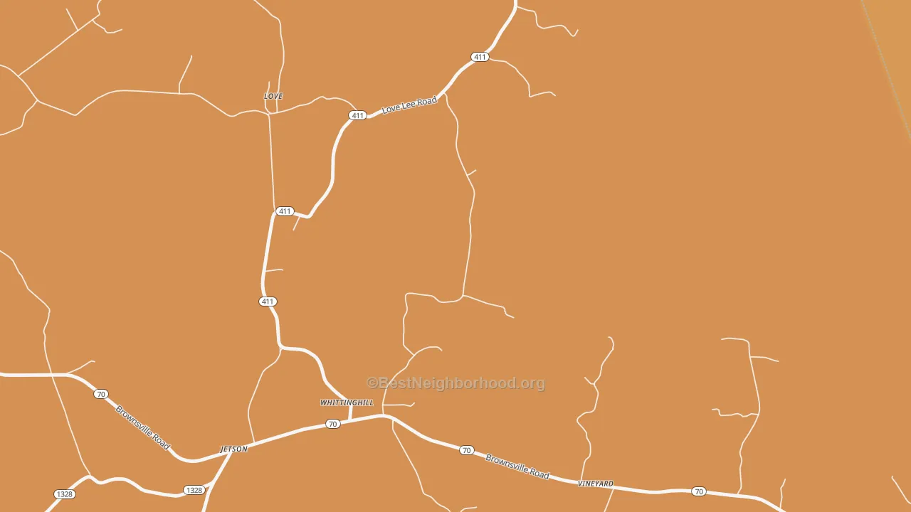 Map of the best neighborhoods in the 42252 area, with better matches in green and worse matches in red