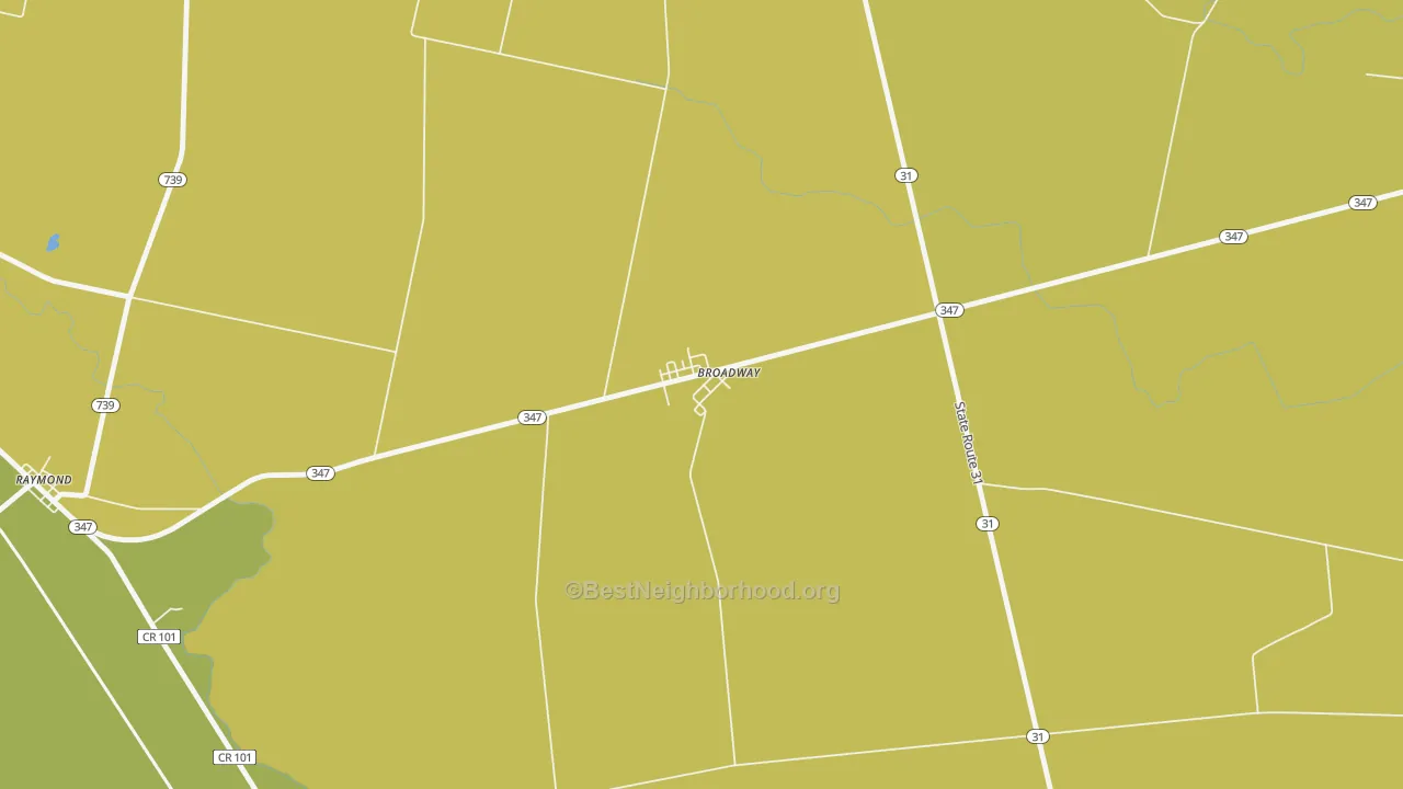 Map of the best neighborhoods in the 43007 area, with better matches in green and worse matches in red