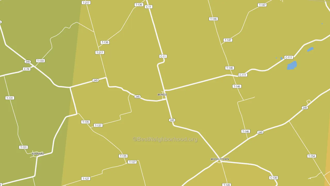 Map of the best neighborhoods in the 43047 area, with better matches in green and worse matches in red