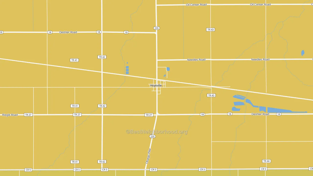 Map of the best neighborhoods in the 43529 area, with better matches in green and worse matches in red