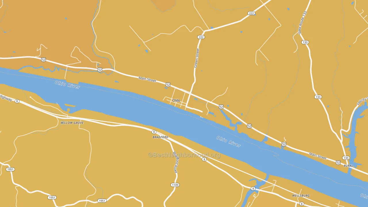 Map of the best neighborhoods in the 45112 area, with better matches in green and worse matches in red