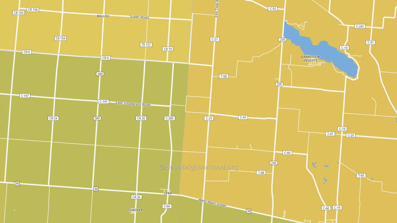 Map of the best neighborhoods in the 45317 area, with better matches in green and worse matches in red