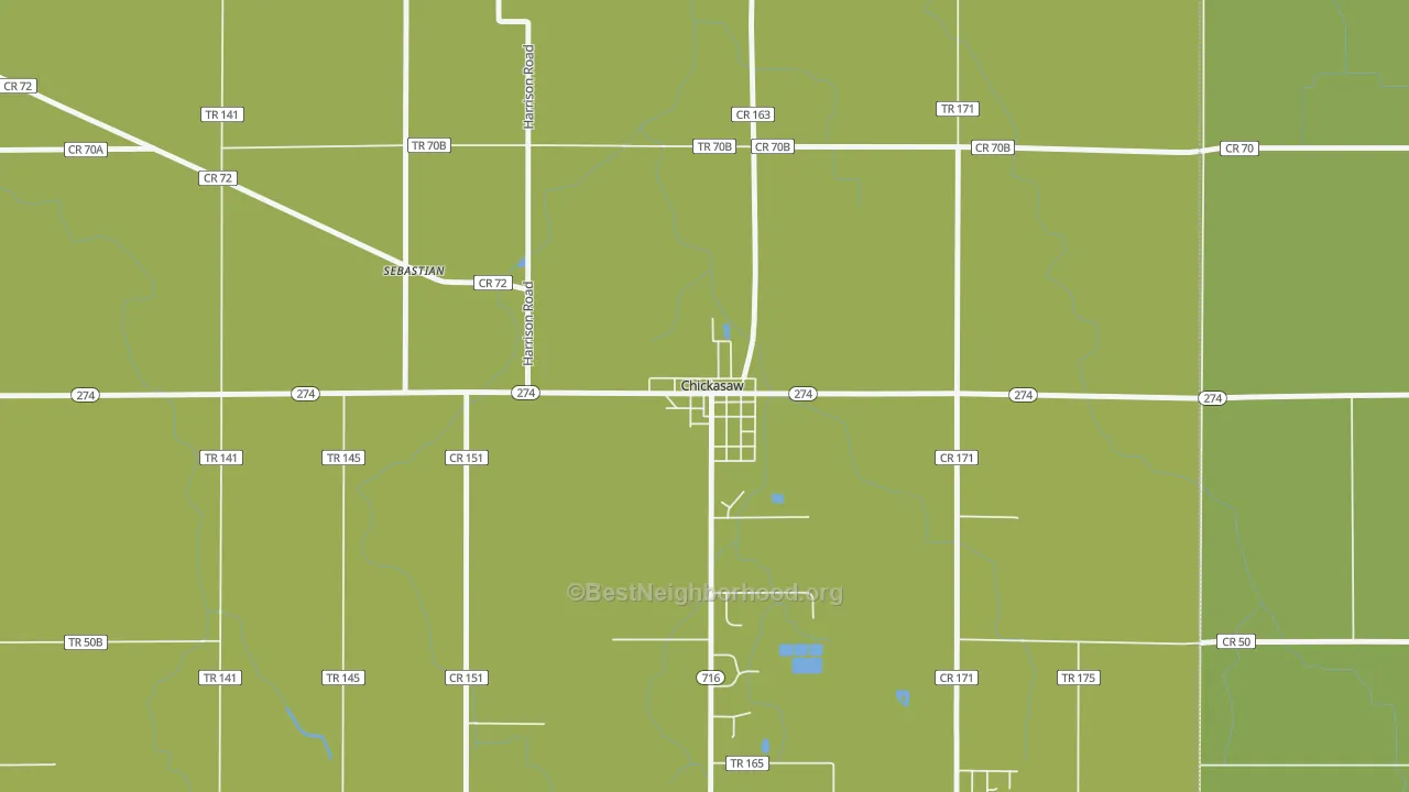 Map of the best neighborhoods in the 45826 area, with better matches in green and worse matches in red