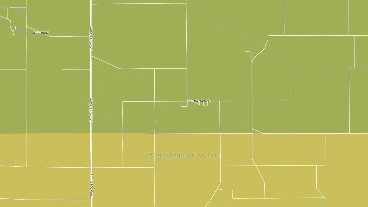 Map of the best neighborhoods in the 46302 area, with better matches in green and worse matches in red
