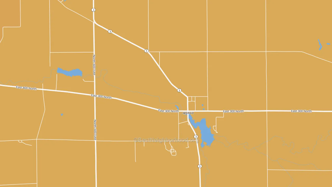 Map of the best neighborhoods in the 46771 area, with better matches in green and worse matches in red