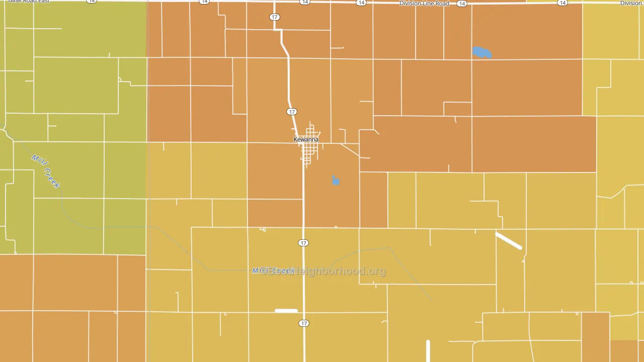 Map of the best neighborhoods in the 46939 area, with better matches in green and worse matches in red
