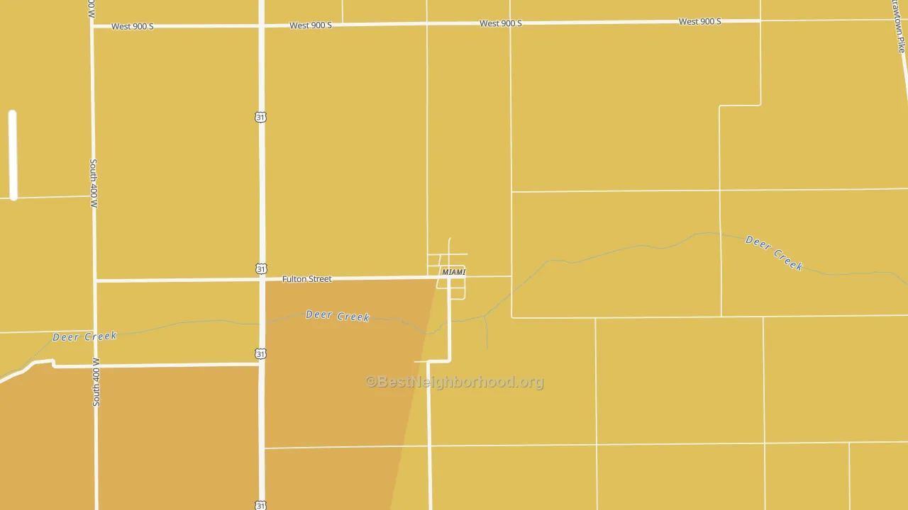 Map of the best neighborhoods in the 46959 area, with better matches in green and worse matches in red