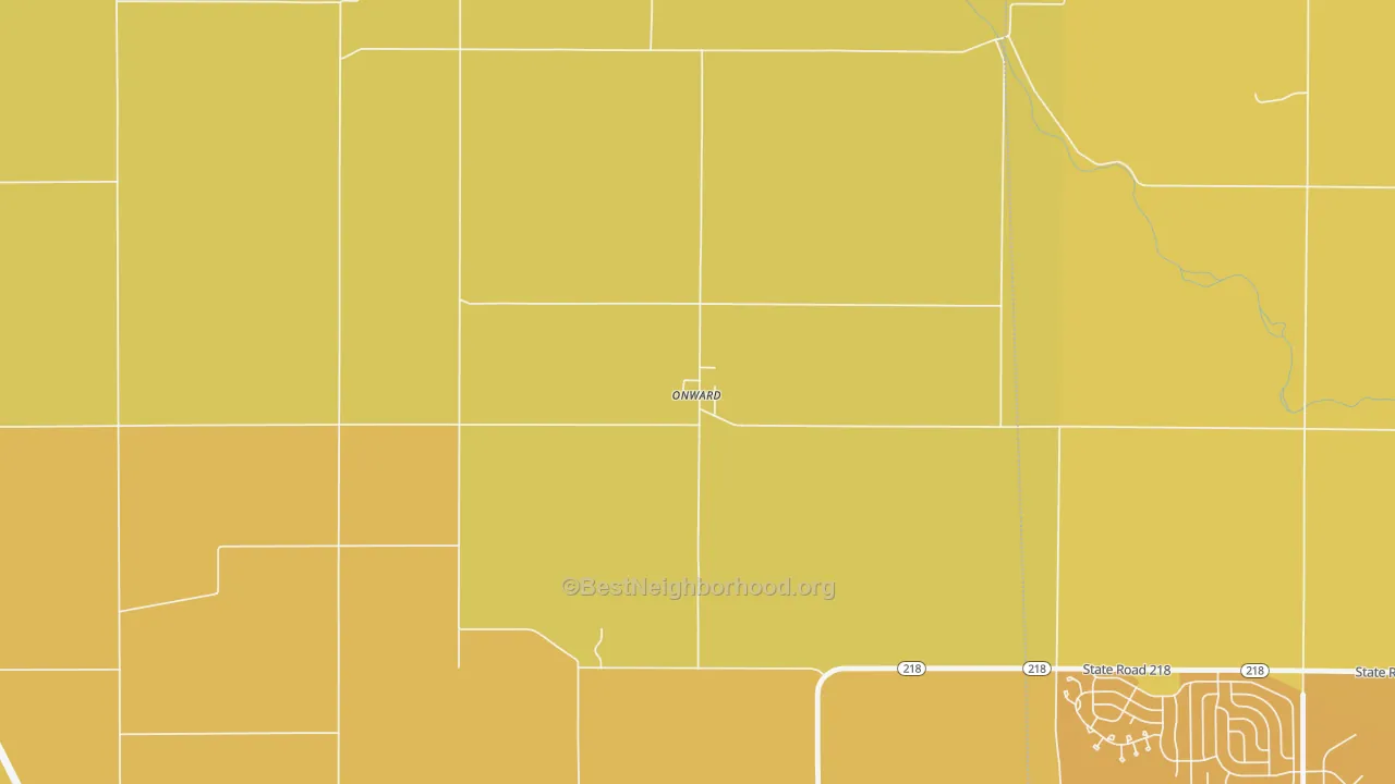 Map of the best neighborhoods in the 46967 area, with better matches in green and worse matches in red