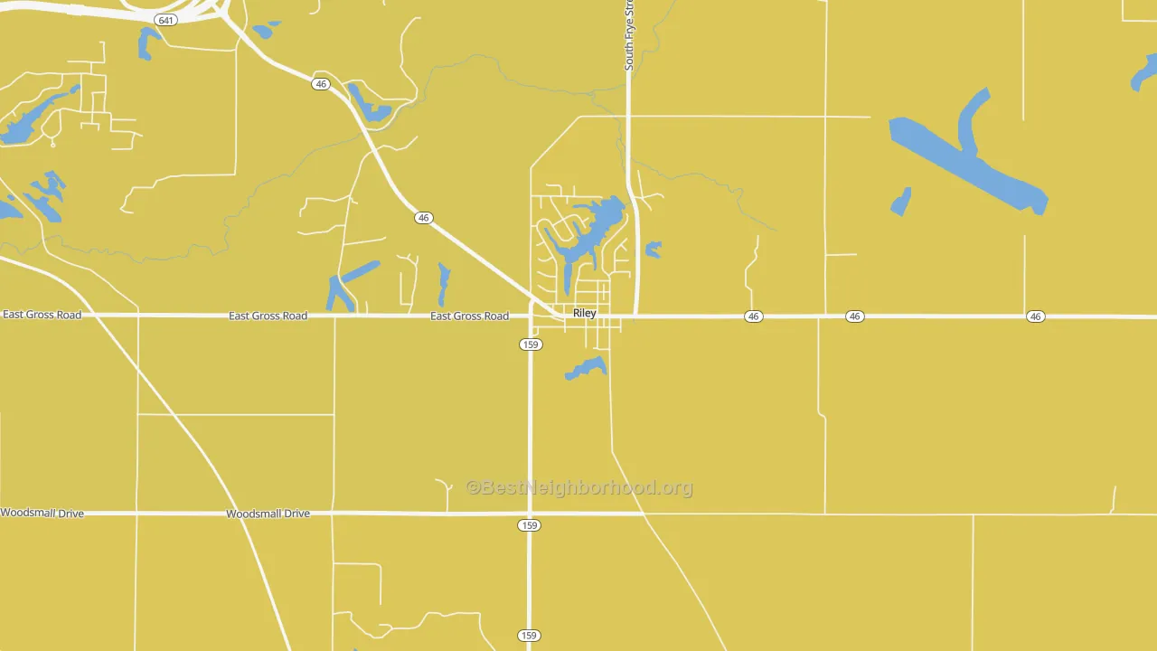 Map of the best neighborhoods in the 47871 area, with better matches in green and worse matches in red