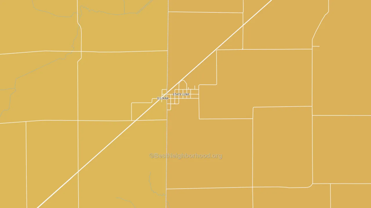 Map of the best neighborhoods in the 47982 area, with better matches in green and worse matches in red