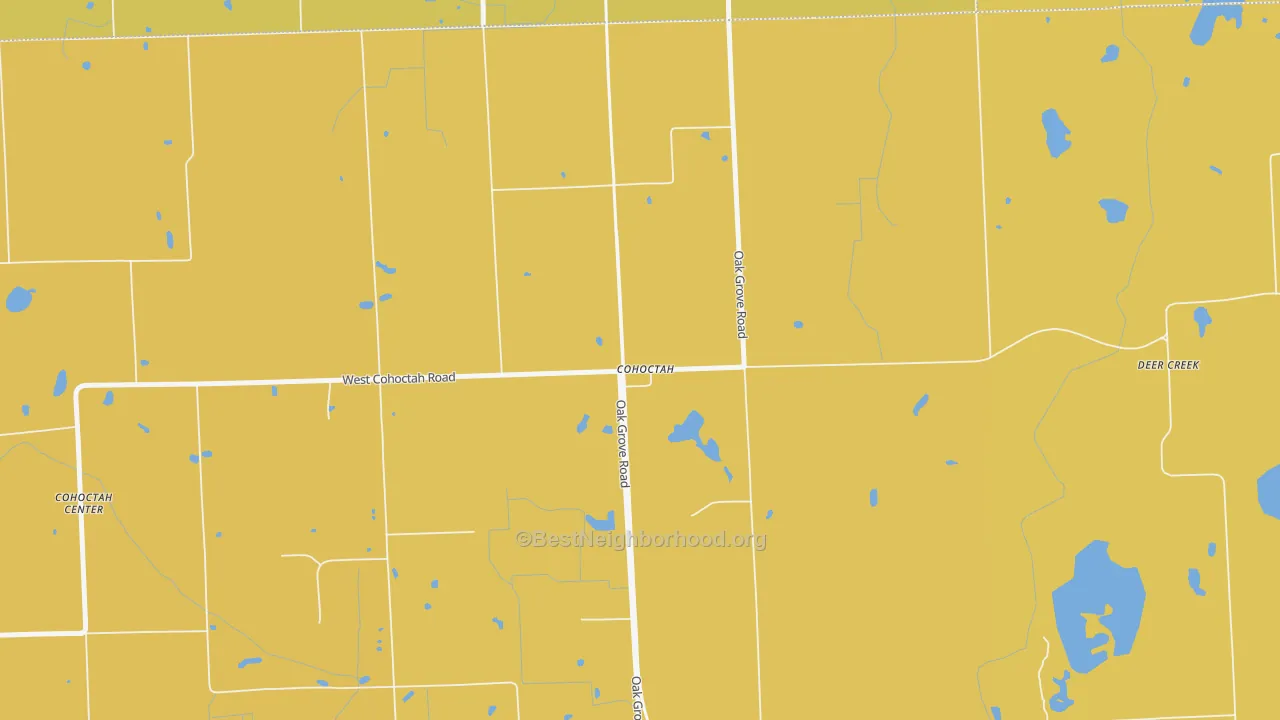 Map of the best neighborhoods in the 48816 area, with better matches in green and worse matches in red
