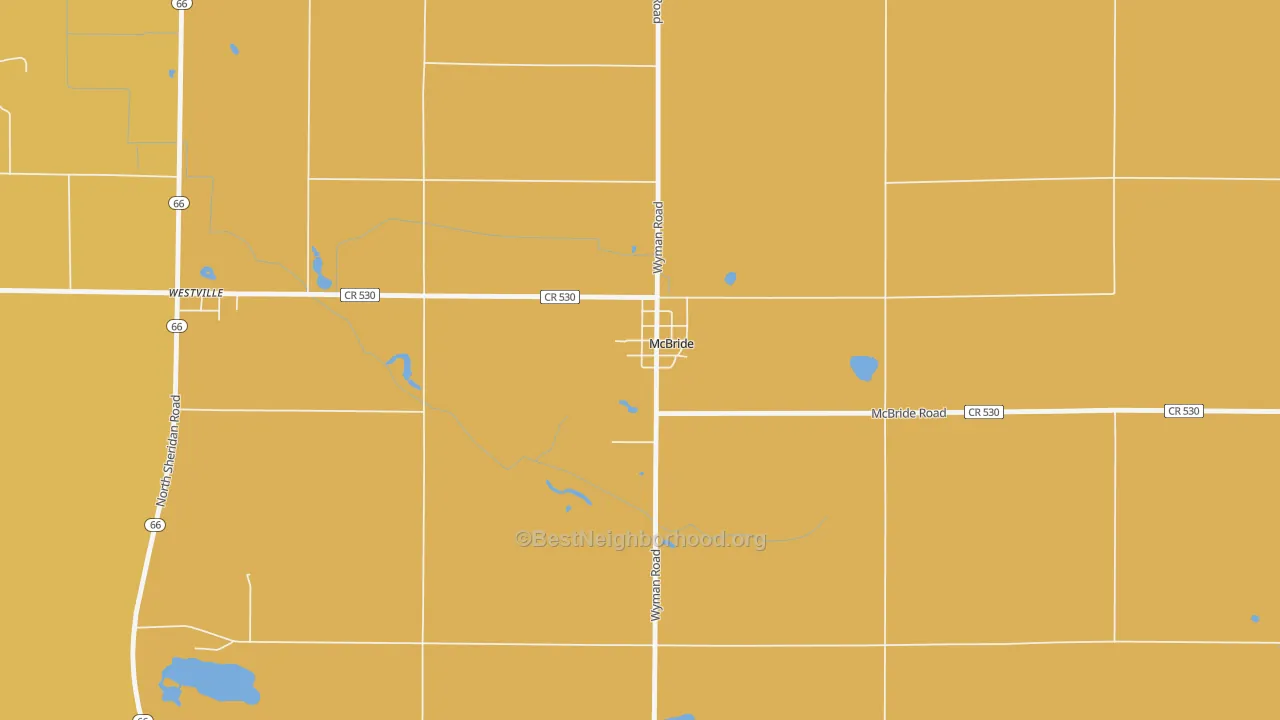 Map of the best neighborhoods in the 48852 area, with better matches in green and worse matches in red