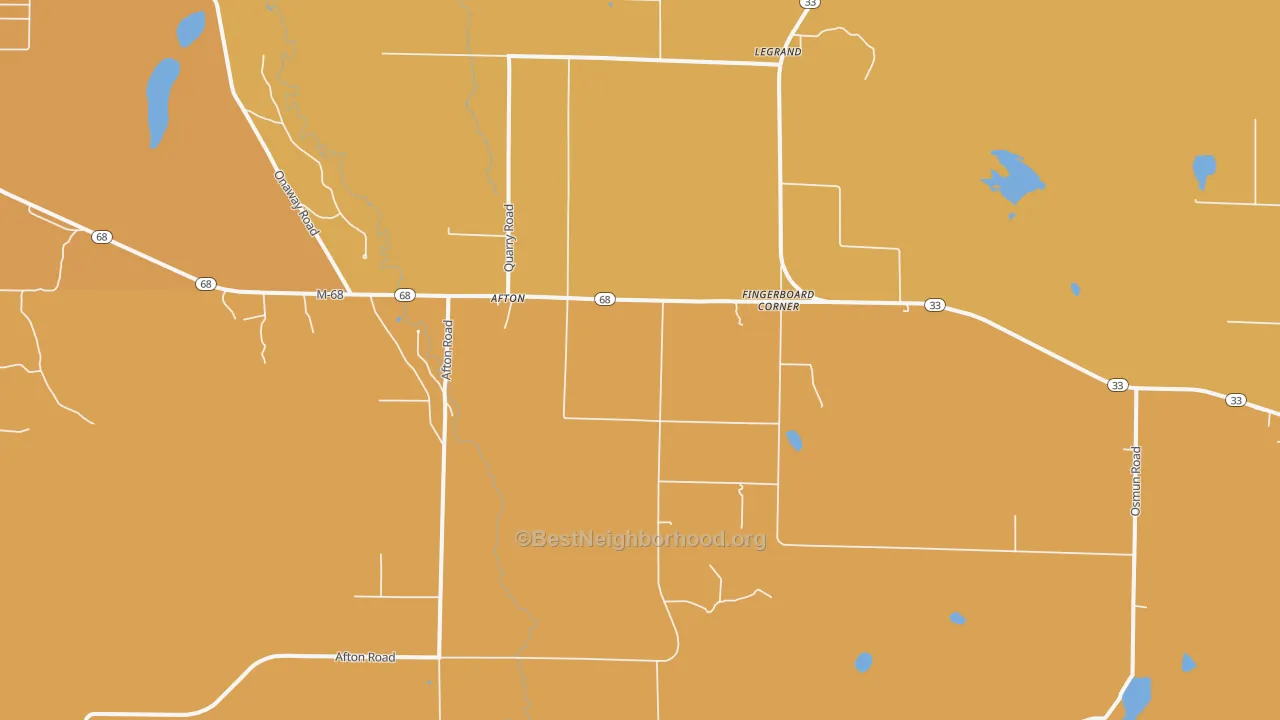 Map of the best neighborhoods in the 49705 area, with better matches in green and worse matches in red
