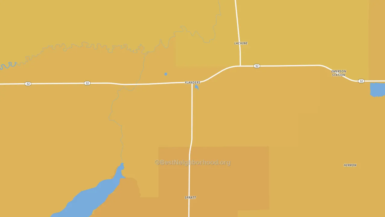 Map of the best neighborhoods in the 49753 area, with better matches in green and worse matches in red