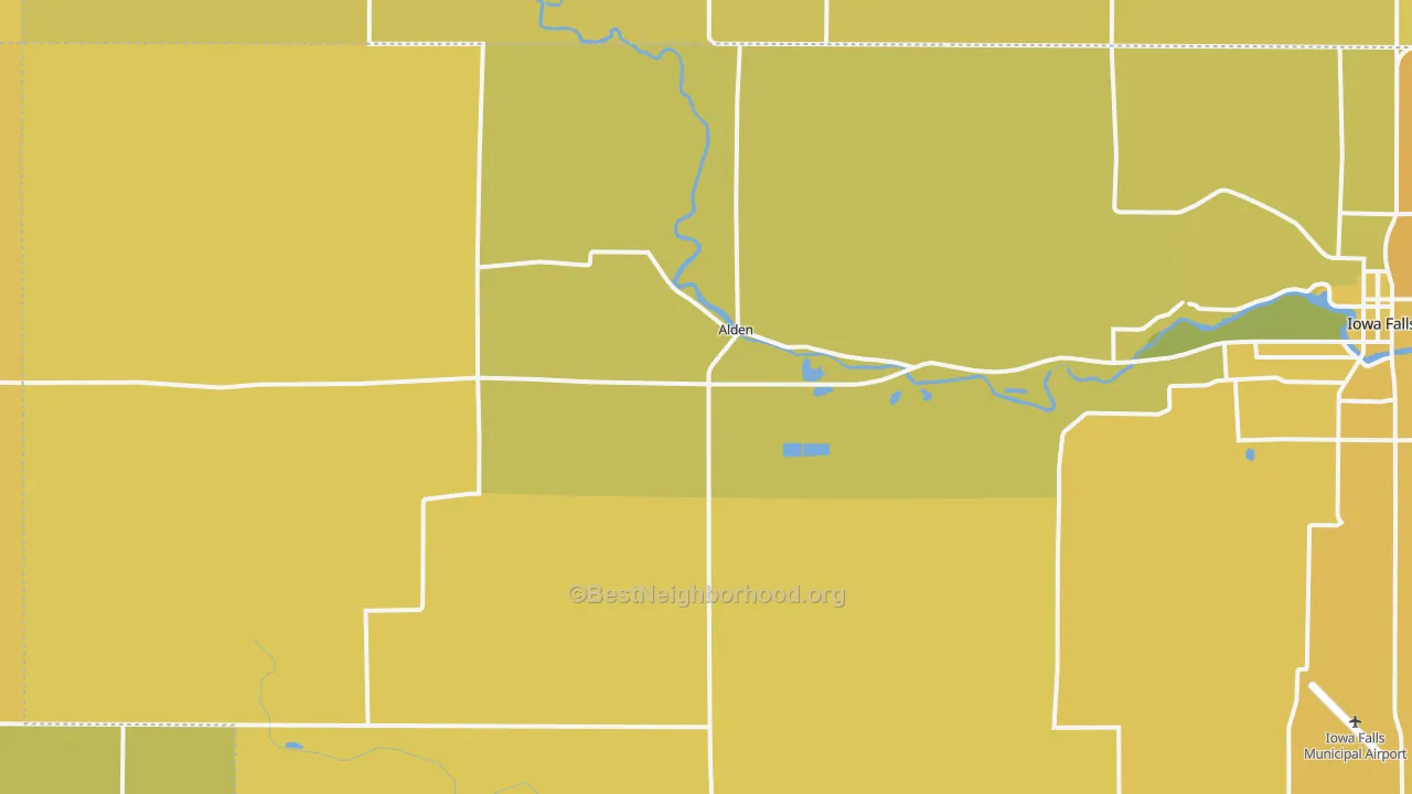 Map of the best neighborhoods in the 50006 area, with better matches in green and worse matches in red
