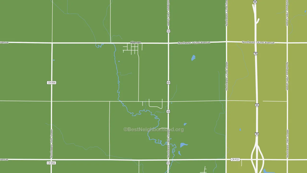 Map of the best neighborhoods in the 50007 area, with better matches in green and worse matches in red