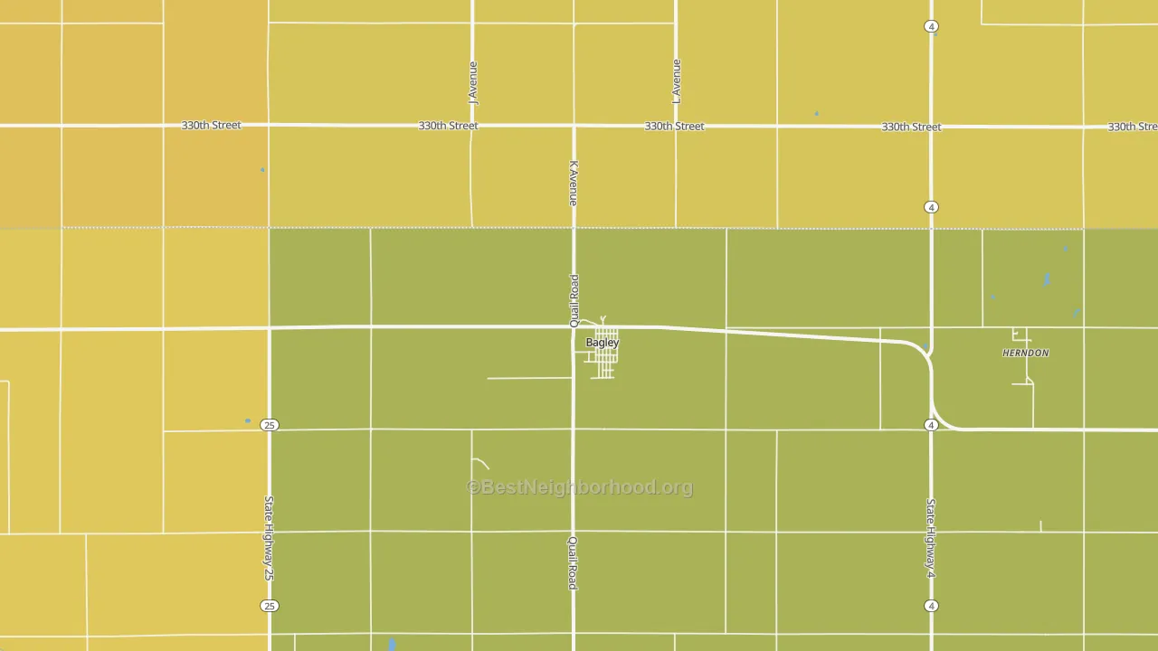 Map of the best neighborhoods in the 50026 area, with better matches in green and worse matches in red