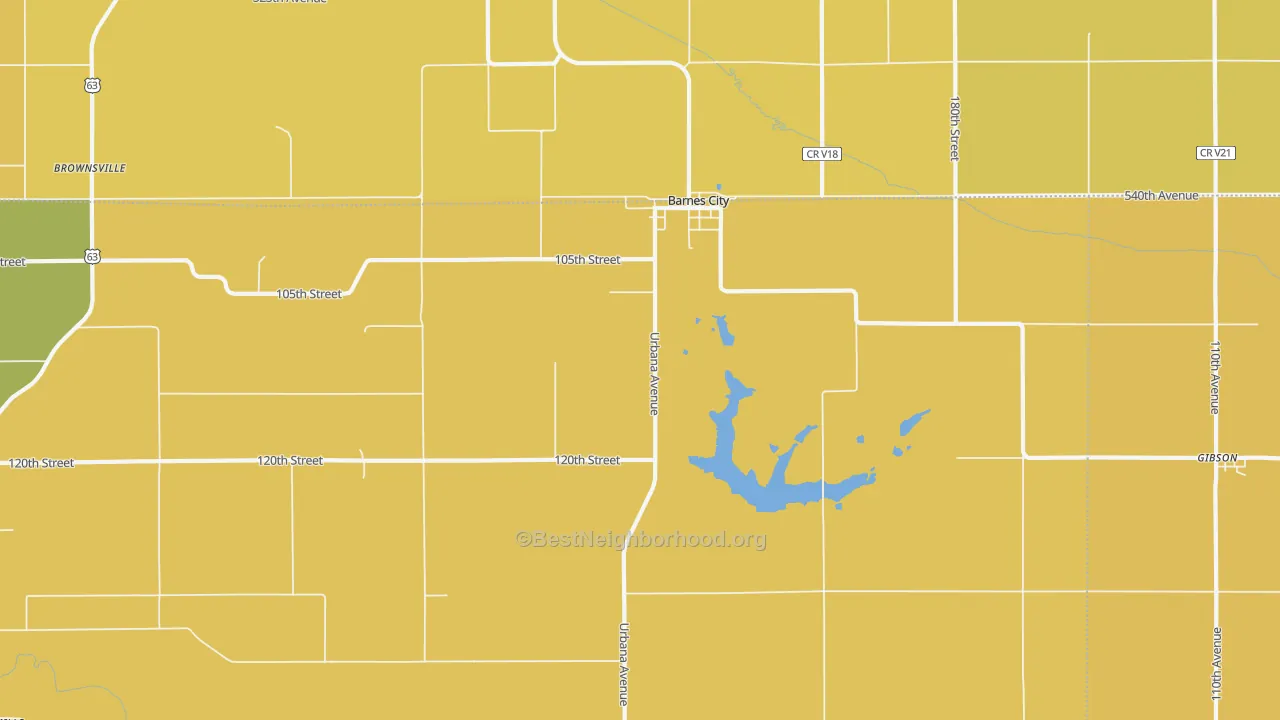 Map of the best neighborhoods in the 50027 area, with better matches in green and worse matches in red