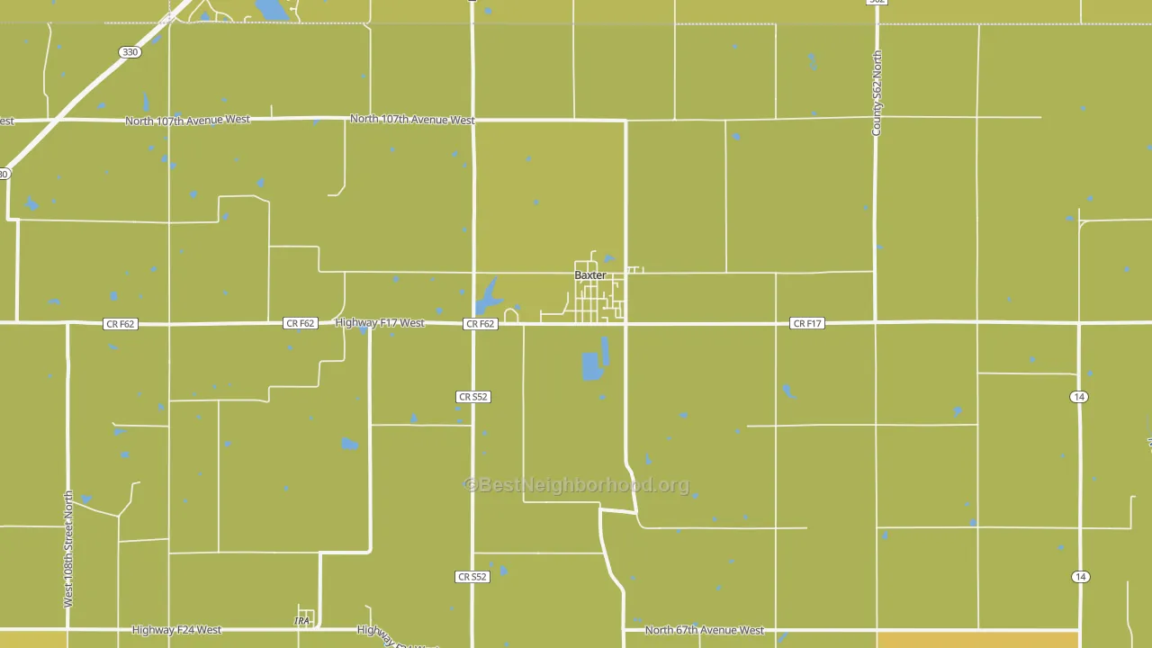 Map of the best neighborhoods in the 50028 area, with better matches in green and worse matches in red