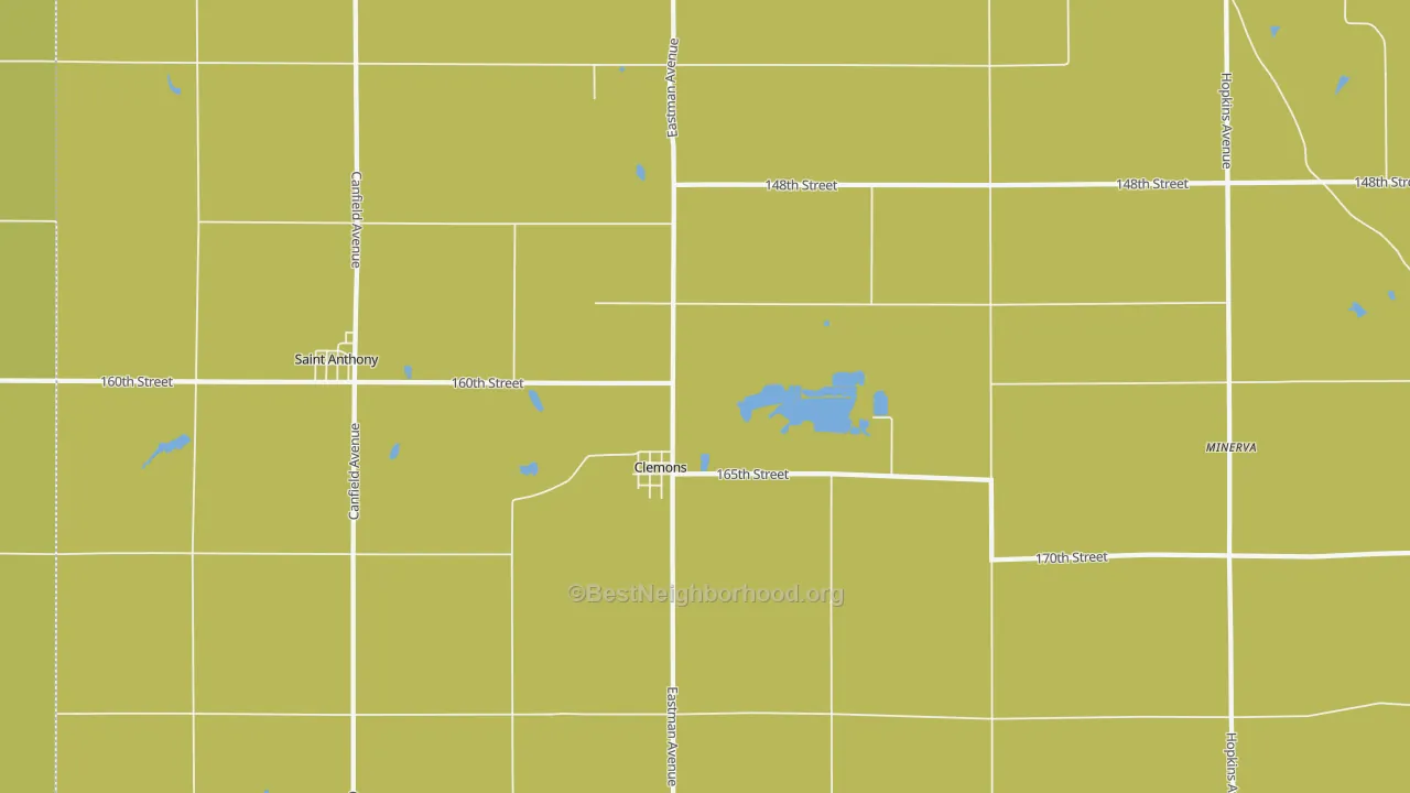 Map of the best neighborhoods in the 50051 area, with better matches in green and worse matches in red