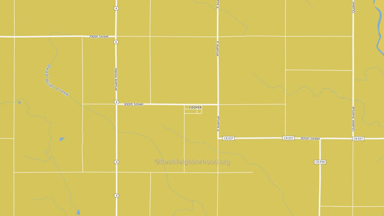 Map of the best neighborhoods in the 50059 area, with better matches in green and worse matches in red