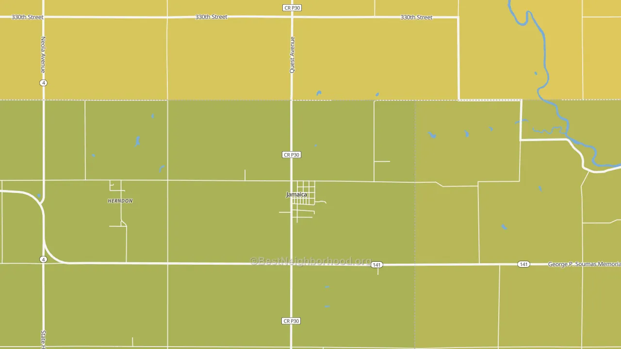 Map of the best neighborhoods in the 50128 area, with better matches in green and worse matches in red
