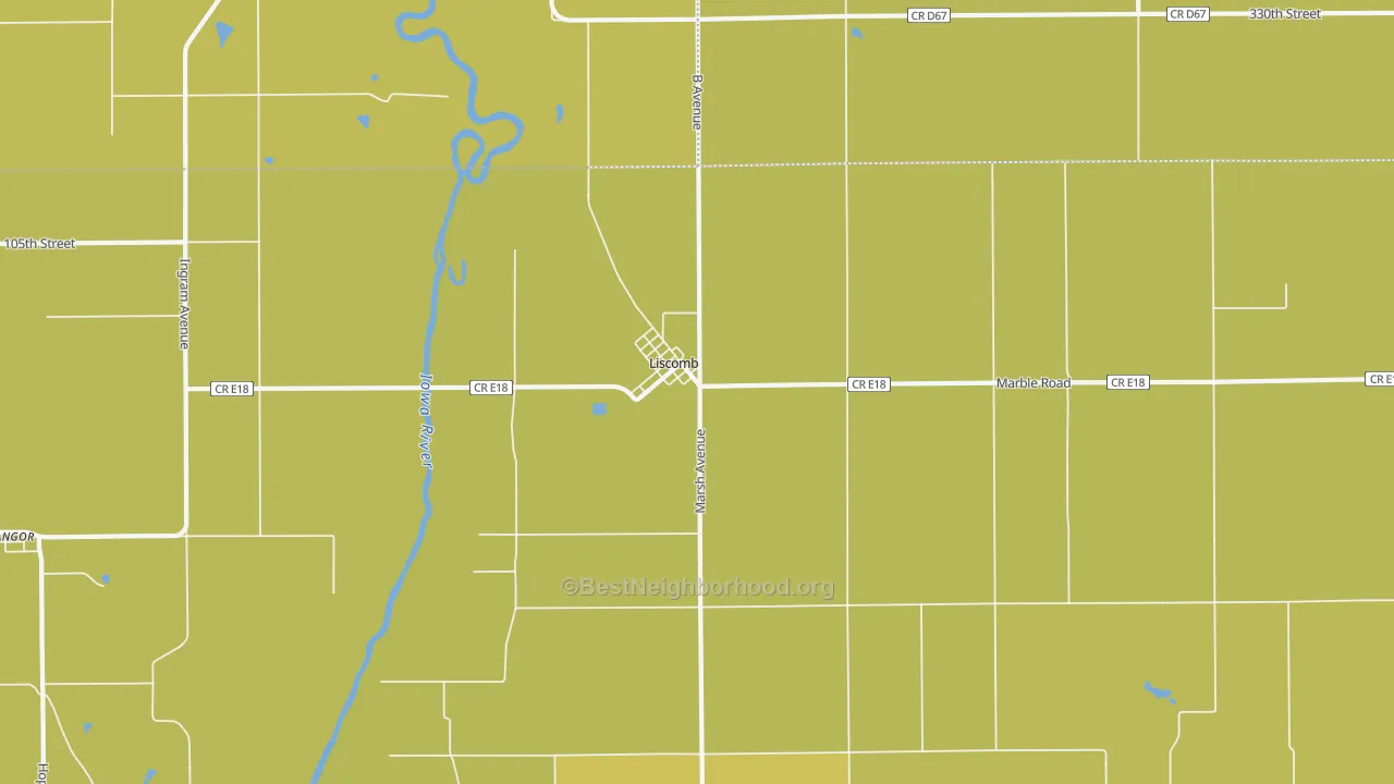 Map of the best neighborhoods in the 50148 area, with better matches in green and worse matches in red