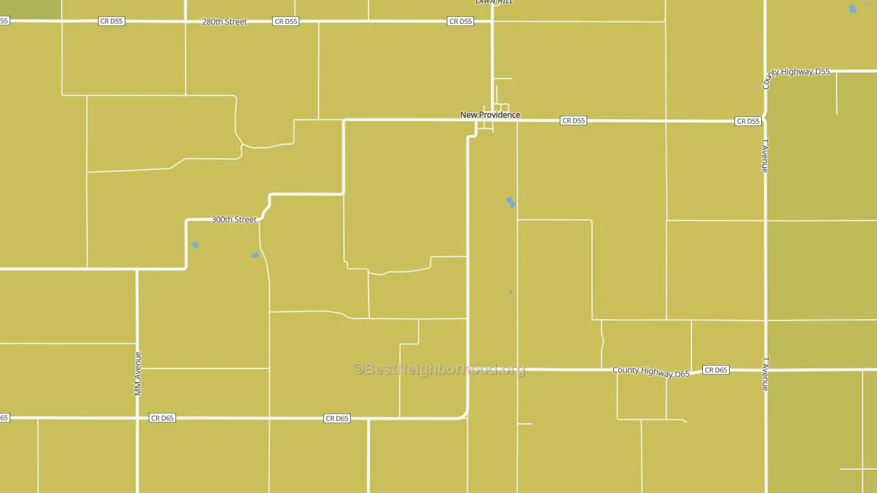 Map of the best neighborhoods in the 50206 area, with better matches in green and worse matches in red
